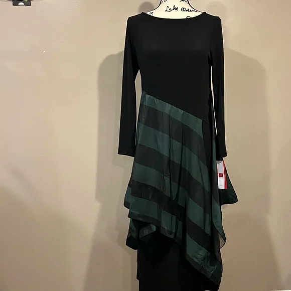 IC Collection Apron ITY Boat Neck Asymmetrical Contrast Layered Dress - Picture 7 of 8